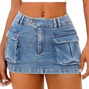 Elleven Denim Y2K Mini Skirt with Pockets